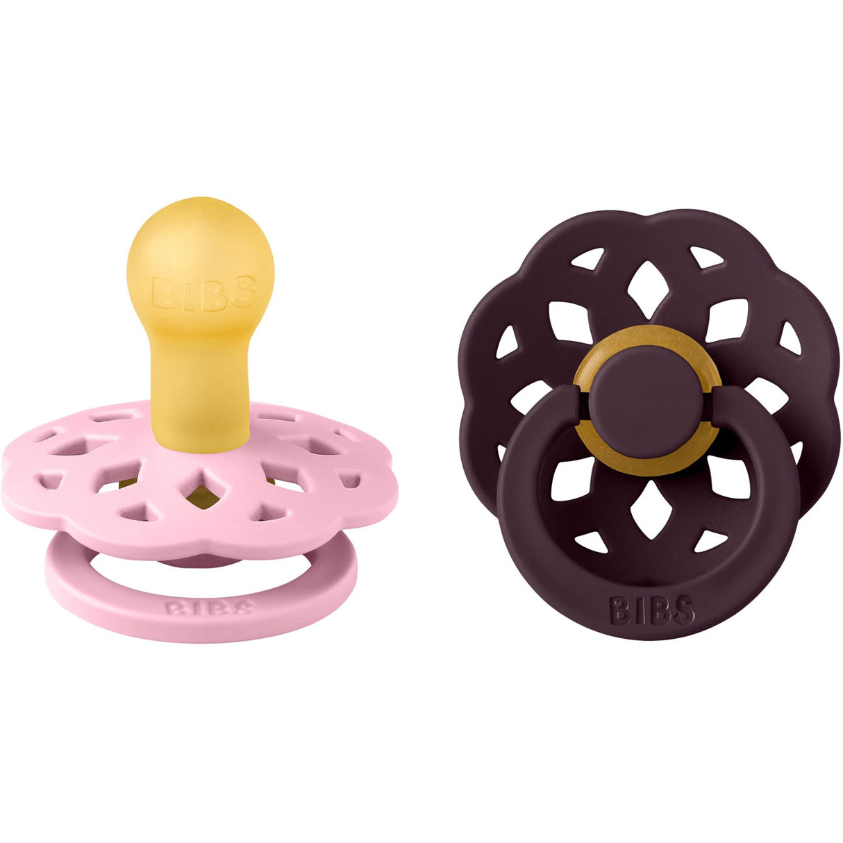 Bibs Pink/Plum Pacifier Boheme 2-Pack Latex