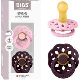 Bibs Pink/Plum Pacifier Boheme 2-Pack Latex