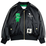 Mini Rodini Black United Aliens Unlimited Satin Baseball Jacket