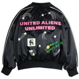 Mini Rodini Black United Aliens Unlimited Satin Baseball Jacket