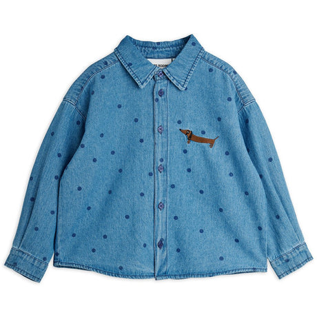 Mini Rodini Blue Lw Denim Dots AOP Ls Shirt