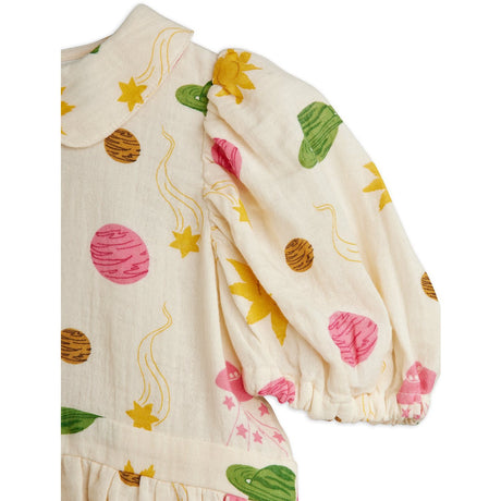 Mini Rodini Off-white Space AOP Muslin Woven Ss Dress