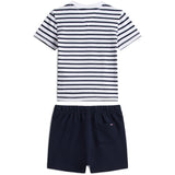 Tommy Hilfiger Dark Night Navy Essential Stripe Tee + Short Set
