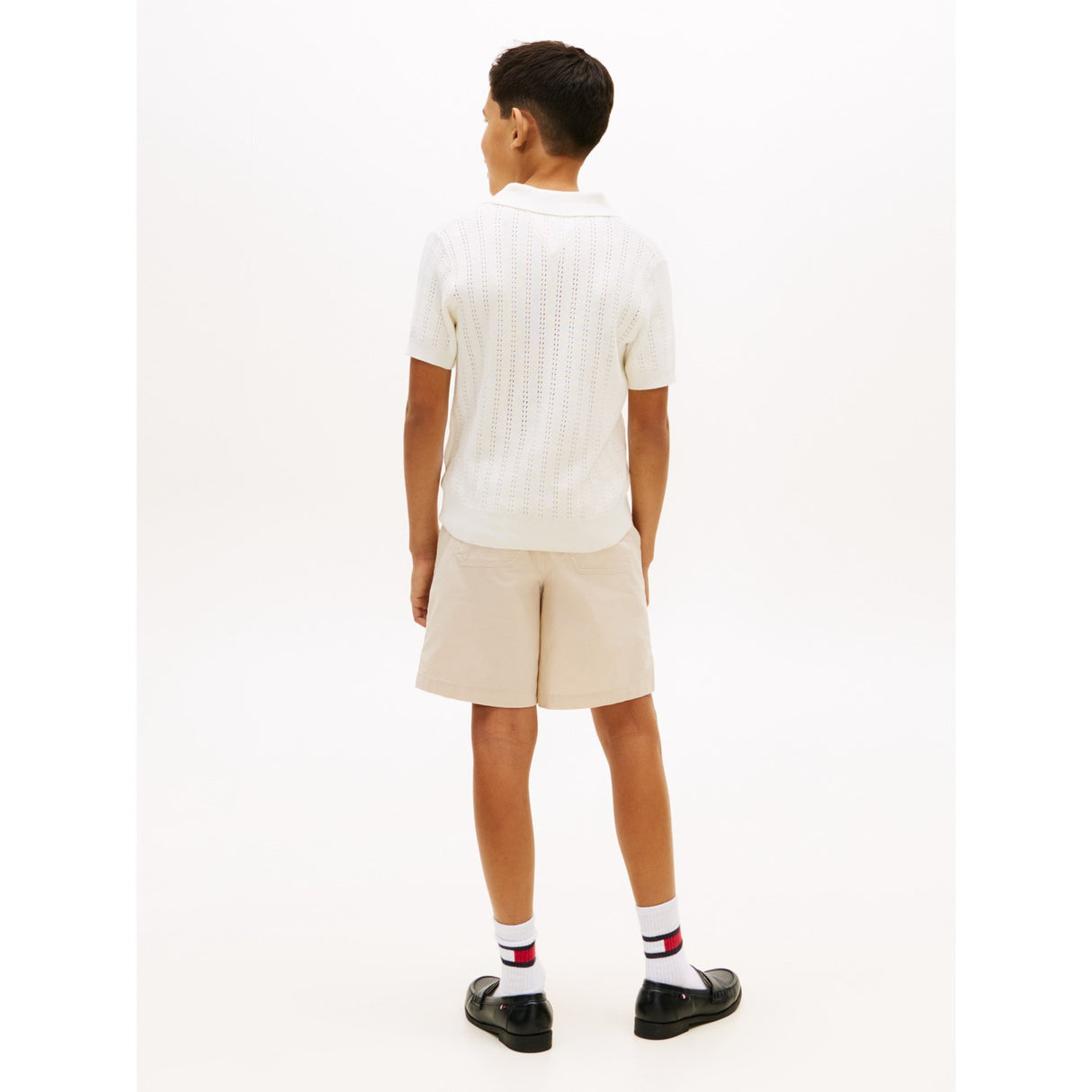 Tommy Hilfiger Ivory Silk Open Stitch Polo Sweater Ss