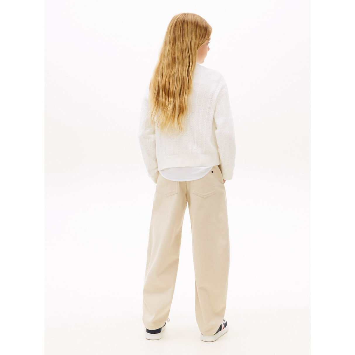 Tommy Hilfiger Ivory Silk Pointelle Cable Sweater