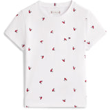 Tommy Hilfiger White Lg Aop Heart Tee Ss