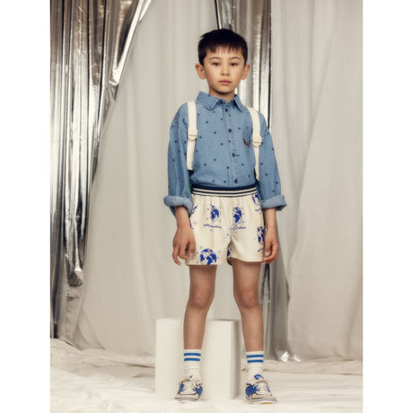 Mini Rodini Blue Lw Denim Dots AOP Ls Shirt