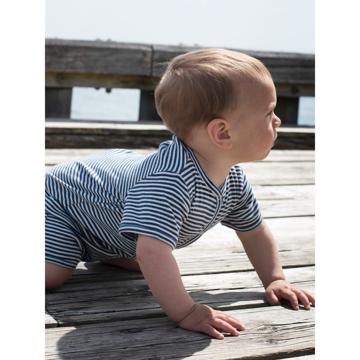 Serendipity Navy/Offwhite Baby Short Suit Stripe