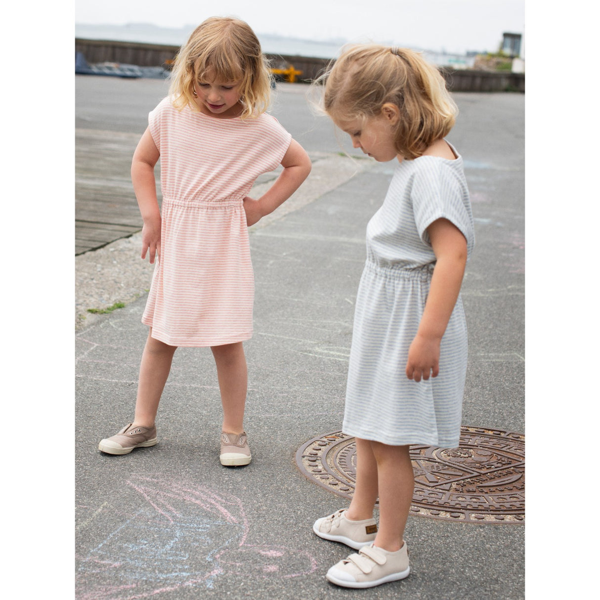 Serendipity Coral/Offwhite Beach Dress Stripe