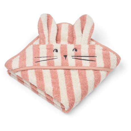 LIEWOOD Coral Blush / Creme De La Creme Stripe Albert Hooded Towel