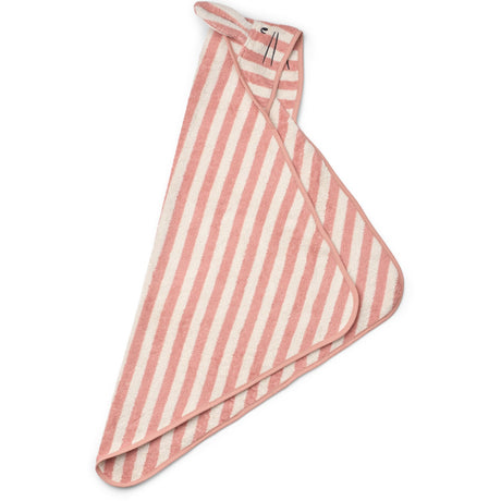 LIEWOOD Coral Blush / Creme De La Creme Stripe Albert Hooded Towel