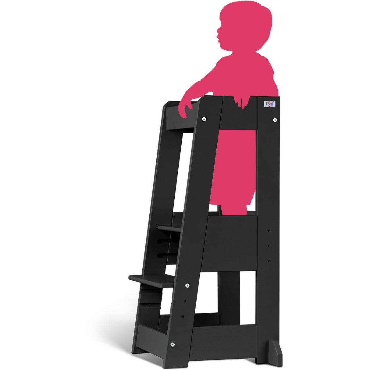 tiSsi® Black Laquer Felix Learning Tower Massiv Beech