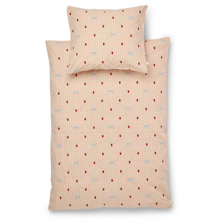 Flöss Berry/bow Gingham Dolly Bow Duvet+Pillow