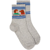 Bobo Choses Heather Grey Friends In A Pickle Short Socks