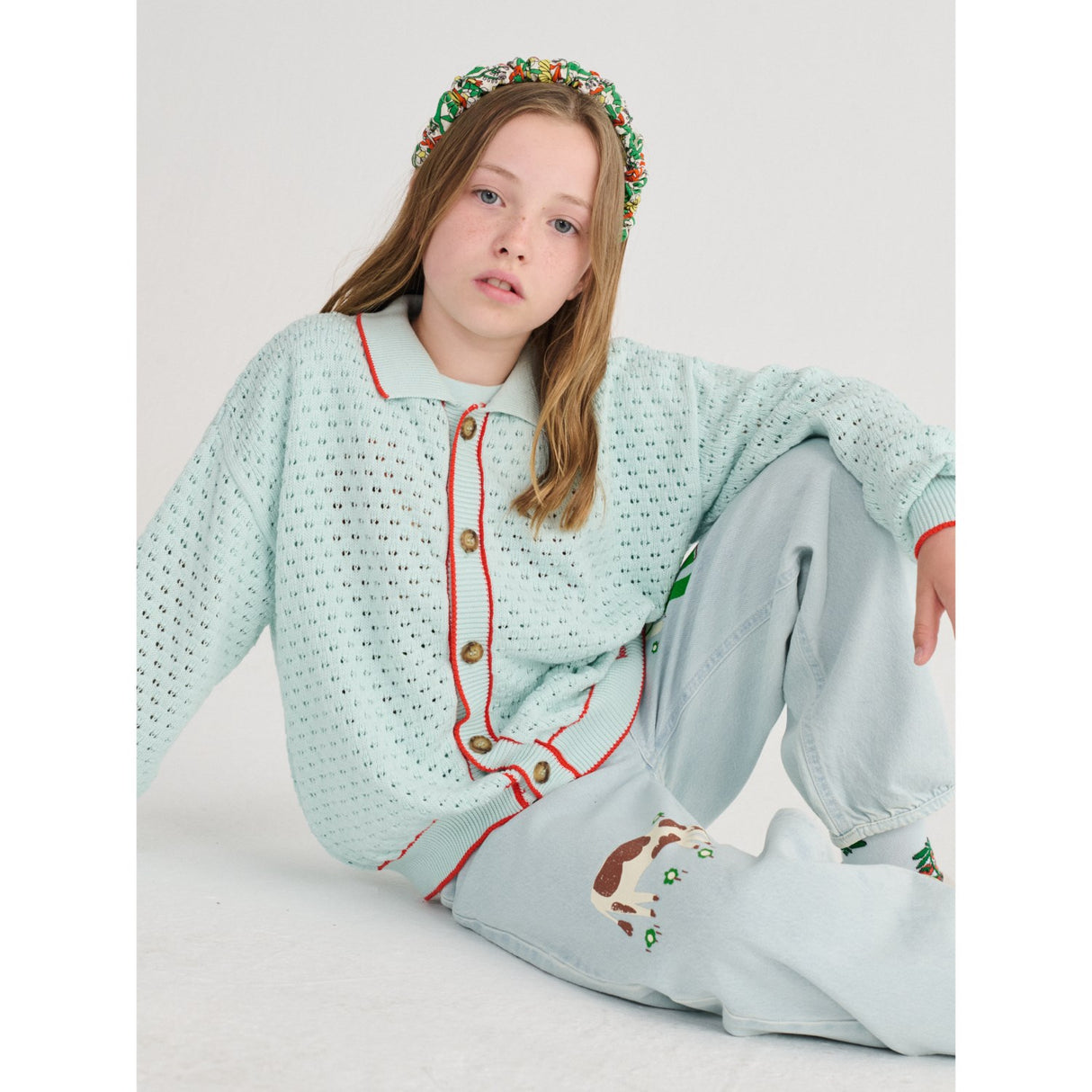 Bobo Choses Light Blue Bc Openwork Cardigan
