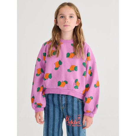 Bobo Choses Purple Tangerine All Over Cropped Sweatshirt