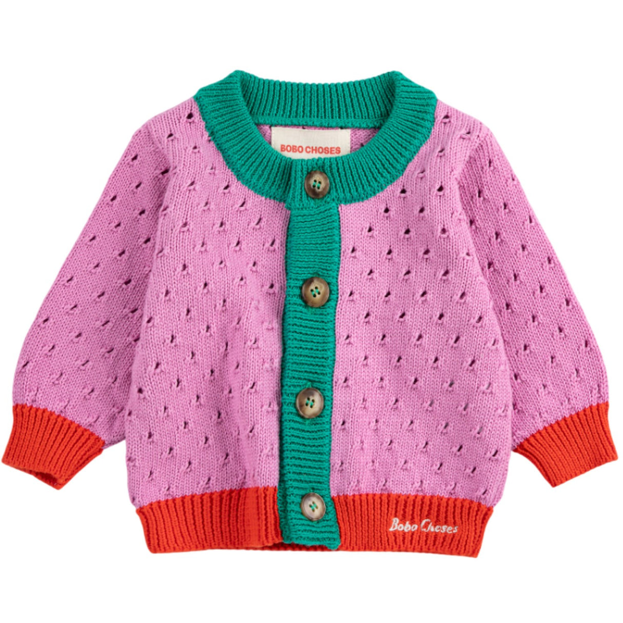 Bobo Choses Multicolor Color Block Open Work Cardigan