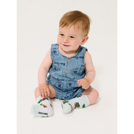Bobo Choses Light Blue Pickles The Dog All Over Denim Playsuit