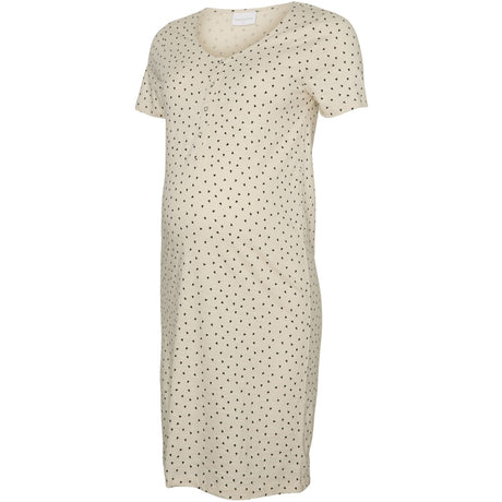 Mama;licious Birch Small Black Hearts Mlmira Aop Jrs Nightgown 2F A. E. Noos
