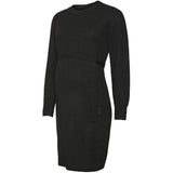 Mama;licious Black Mlnewanne L/S Abk Knit Dress A. Noos