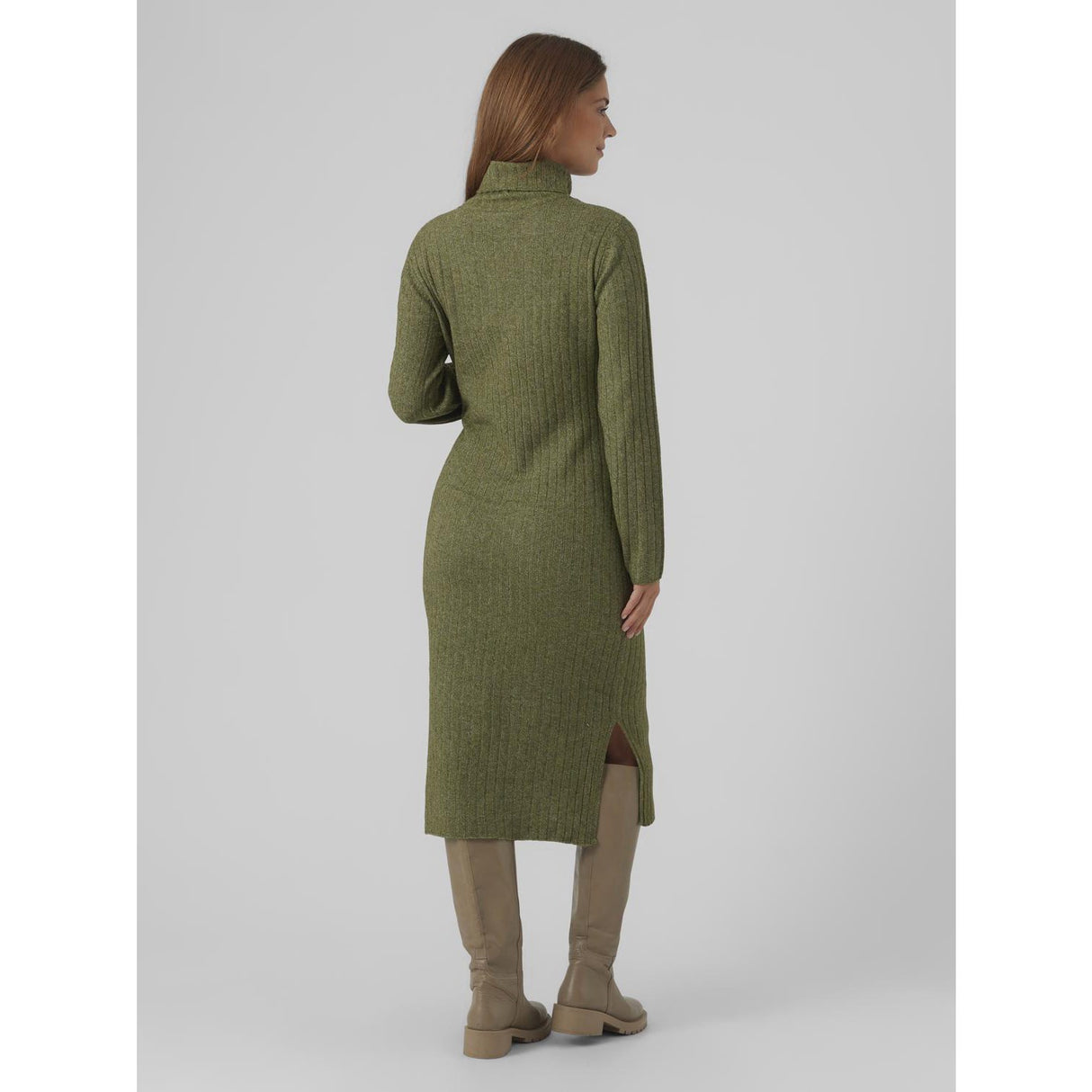 Mama;licious Winter Moss Melange Mlsuniva June Ls Knit Midi Dress 2F Noos