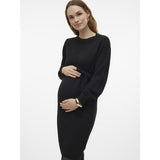 Mama;licious Black Mlnewanne L/S Abk Knit Dress A. Noos