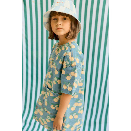 TinyCottons Light Wash Denim Oranges Denim Dress