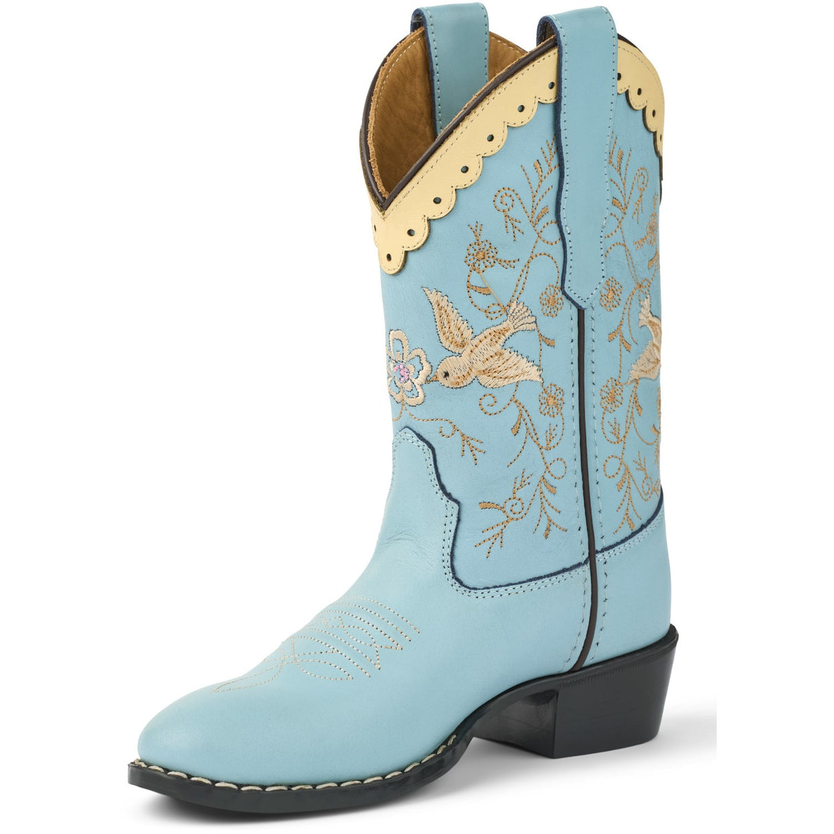 COPENHAGEN COLORS Dusty Blue Leather Limited Cowboy Boot High - Dove