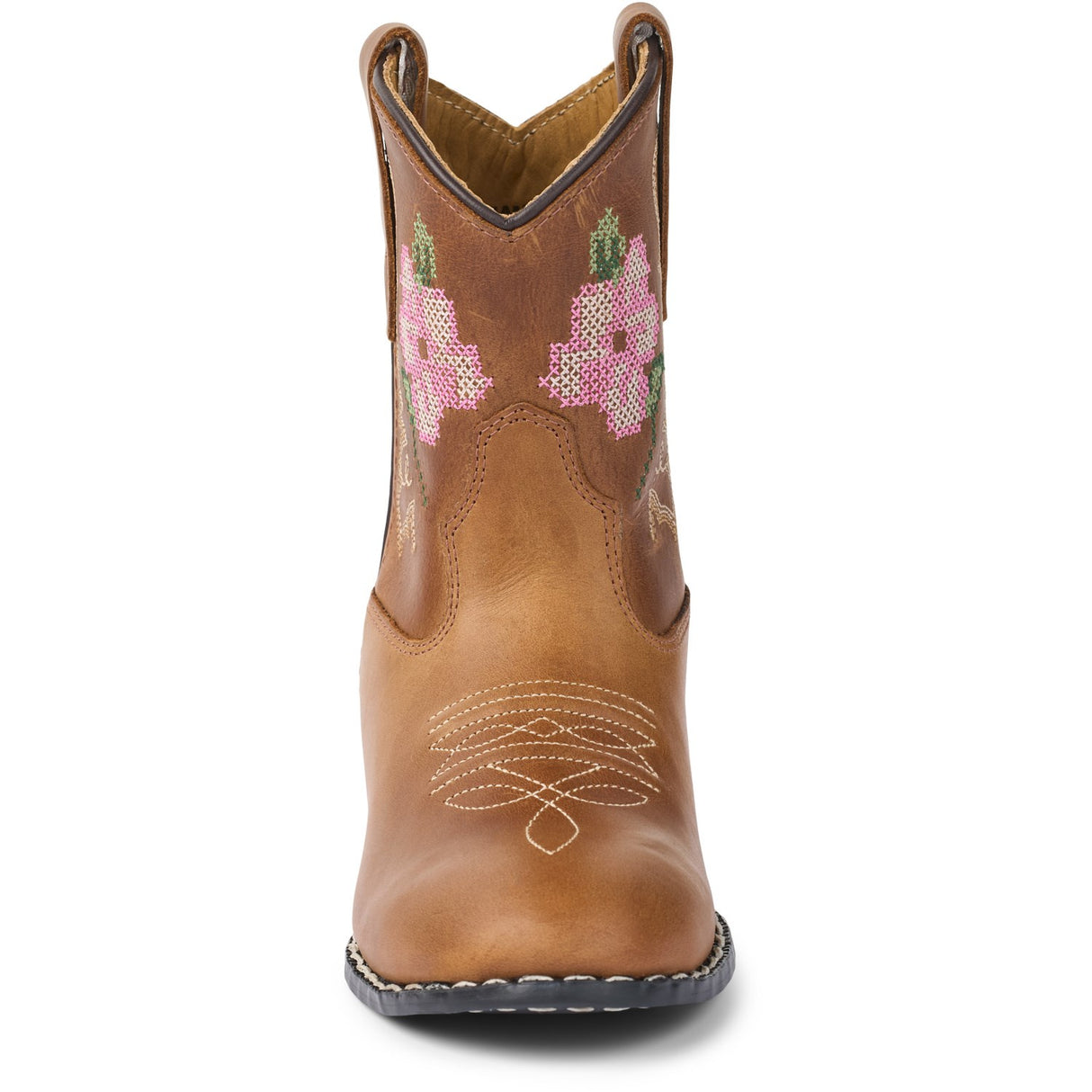 COPENHAGEN COLORS Cognac Leather Limited Cowboy Boot Low - Brown Flower