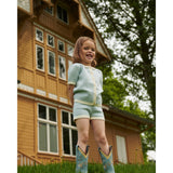 COPENHAGEN COLORS Dusty Blue Leather Limited Cowboy Boot High - Dove