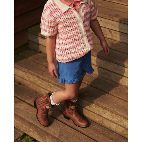 COPENHAGEN COLORS Cognac Leather Limited Cowboy Boot Low - Brown Flower