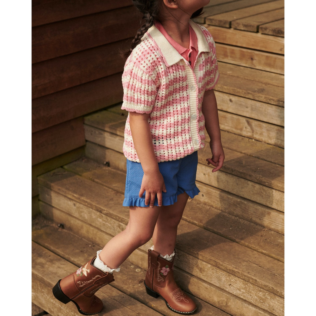 COPENHAGEN COLORS Cognac Leather Limited Cowboy Boot Low - Brown Flower