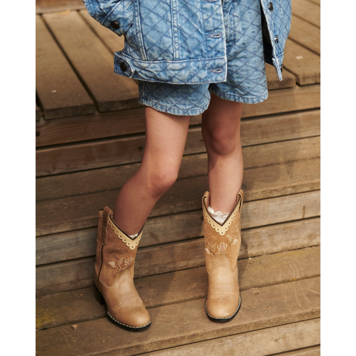 COPENHAGEN COLORS Beige Suede Limited Cowboy Boots High