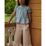 COPENHAGEN COLORS Lt. Blue Comb. Blouse W. Smock W. Emb.