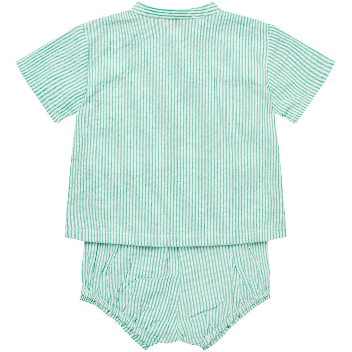 COPENHAGEN COLORS Sharp Green W Cream Stripe Seersucker Baby Set