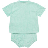 COPENHAGEN COLORS Sharp Green W Cream Stripe Seersucker Baby Set