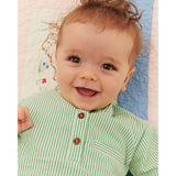 COPENHAGEN COLORS Sharp Green W Cream Stripe Seersucker Baby Set