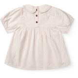 COPENHAGEN COLORS Dusty Rose W Cream Stripe Seersucker Blouse W. Collar