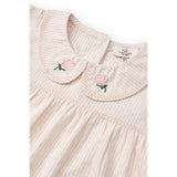 COPENHAGEN COLORS Dusty Rose W Cream Stripe Seersucker Blouse W. Collar