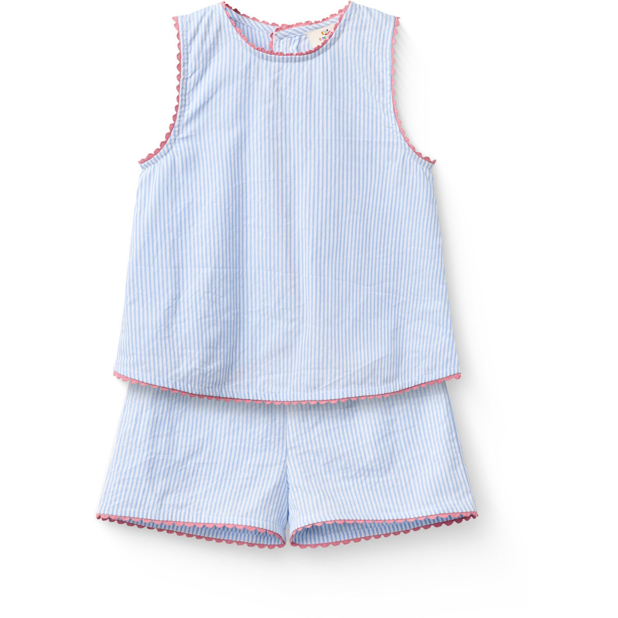 COPENHAGEN COLORS Sky Blue W Cream Stripe Seersucker Deco Set