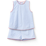 COPENHAGEN COLORS Sky Blue W Cream Stripe Seersucker Deco Set