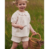 COPENHAGEN COLORS Dusty Rose W Cream Stripe Seersucker Blouse W. Collar