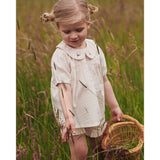 COPENHAGEN COLORS Dusty Rose W Cream Stripe Seersucker Blouse W. Collar