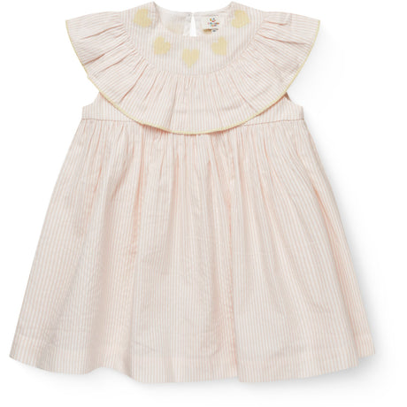 COPENHAGEN COLORS Dusty Rose W Cream Stripe W Yellow Seersucker Dress W. Heart