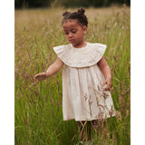 COPENHAGEN COLORS Dusty Rose W Cream Stripe W Yellow Seersucker Dress W. Heart