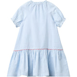 COPENHAGEN COLORS Sky Blue W Cream Stripe Seersucker Dress W. Pockets