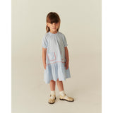 COPENHAGEN COLORS Sky Blue W Cream Stripe Seersucker Dress W. Pockets