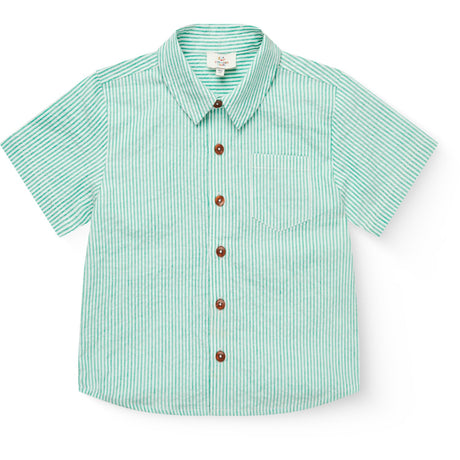 COPENHAGEN COLORS Sharp Green W Cream Stripe Seersucker Ss Shirt