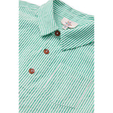COPENHAGEN COLORS Sharp Green W Cream Stripe Seersucker Ss Shirt