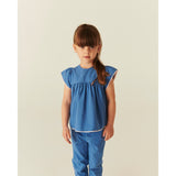 COPENHAGEN COLORS Ocean Blue Comb. Blouse W. Contrast Piping